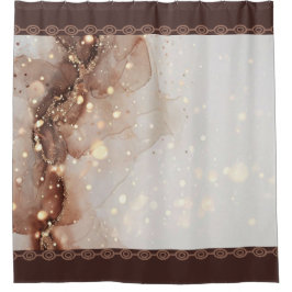 マーブル水彩とグリッターアクセント シャワーカーテン
