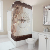 マーブル水彩とグリッターアクセント シャワーカーテン (インサイチュ)