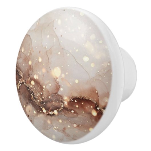 マーブル水彩とグリッターアクセント セラミックノブ (右)