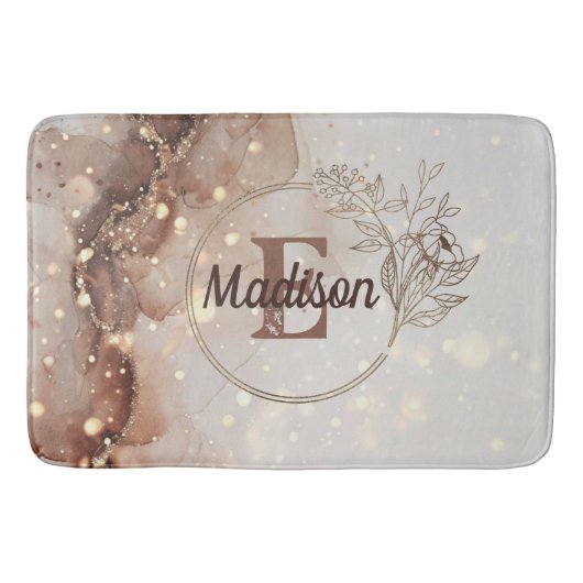 マーブル水彩とグリッターアクセント バスマット (正面)