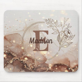 マーブル水彩とグリッターアクセント マウスパッド