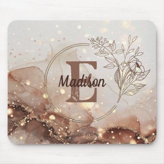 マーブル水彩とグリッターアクセント マウスパッド (正面)