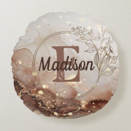 マーブル水彩とグリッターアクセント ラウンドクッション