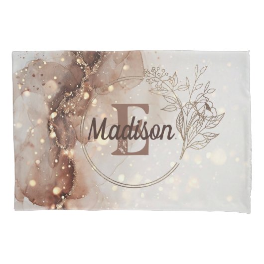 マーブル水彩とグリッターアクセント 枕カバー (正面左)