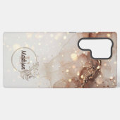 マーブル水彩とグリッターアクセント SAMSUNG GALAXYケース (裏面横)