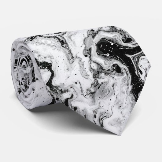 マーブル白黒モダン抽象芸術ネクタイ ネクタイ (ロール)