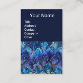 マーブル紙、抽象芸術ブルーピーコックパターン、渦巻き 名刺 (正面)