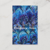 マーブル紙、抽象芸術ブルーピーコックパターン、渦巻き 名刺 (裏面)