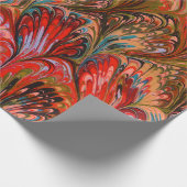 マーブル紙、抽象芸術レッドブルーピーコックパターン ラッピングペーパー (角)