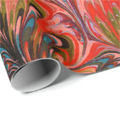 マーブル紙、抽象芸術レッドブルーピーコックパターン ラッピングペーパー (ロールコーナー)
