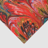 マーブル紙、抽象芸術レッドブルーピーコックパターン 薄葉紙 (詳細)