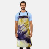 マーブル紙：明るいアクリルアート エプロン (着用した状態)