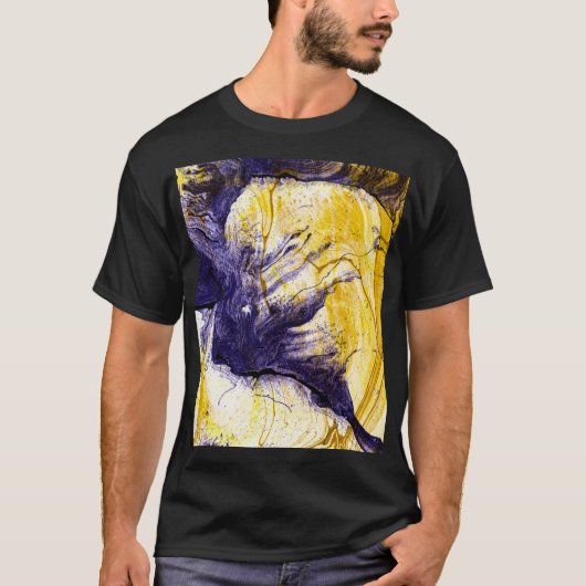 マーブル紙:明るいアクリルアート Tシャツ (正面)
