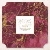 マーブル結婚グリッターのミスター&ミセス・バーガンディID644 ペーパーコースター (正面)