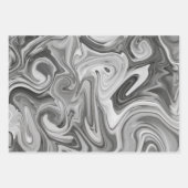 マーブル絵を描グレイエレガントな結婚式の贈り物 ラッピングペーパーシート (正面3)