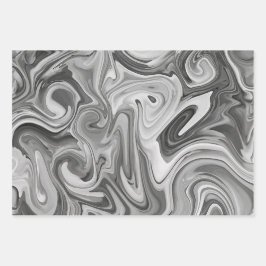 マーブル絵を描グレイエレガントな結婚式の贈り物 ラッピングペーパーシート (正面3)