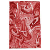 マーブル絵を描レッドシックなクリスマスギフトラップ ミディアムペーパーバッグ (正面)