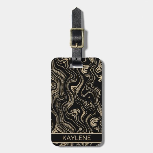 マーブル金ゴールドパーソナライズされたラゲージタグ ラゲッジタグ (正面縦)