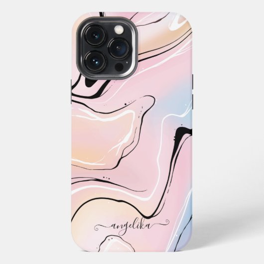 マーブル オンブレ カスタム 名前 iPhoneケース (裏面)