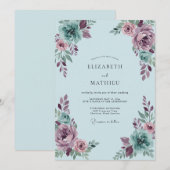 マーブル・シーフォーム・芍薬の結婚式 招待状 (正面/裏面)