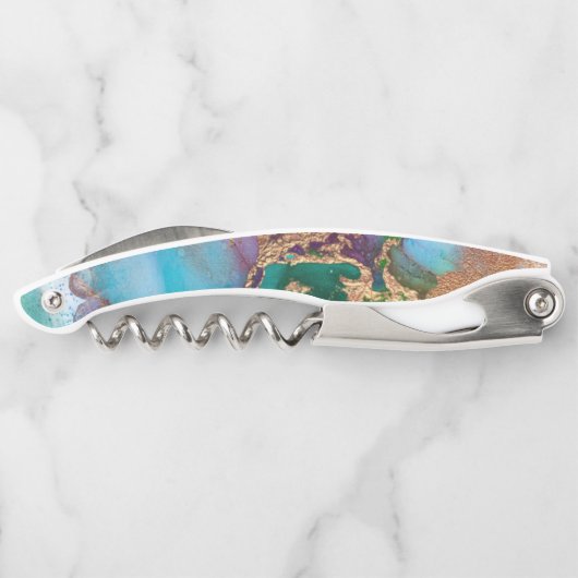 マーブル·ジオード·ピーコックは花崗岩のシックを彩る ソムリエナイフ (裏面)