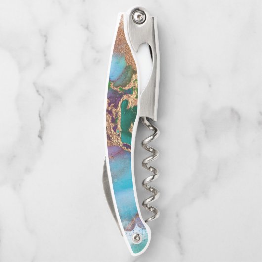 マーブル·ジオード·ピーコックは花崗岩のシックを彩る ソムリエナイフ (裏面)