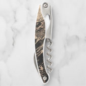 マーブル·ジオード·ブラック·金ゴールド·シック ソムリエナイフ (裏面)