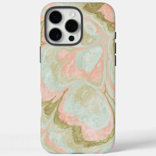 マーブル スワール パターン ミント、コーラル、オリーブ Case-Mate iPhoneケース (裏面)