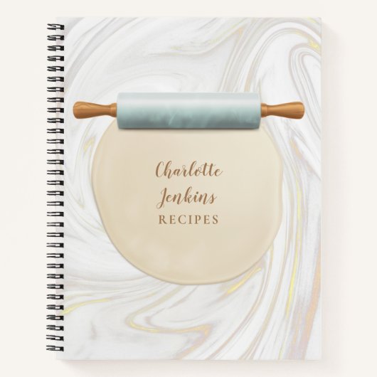 マーブル ローリング ピン スワールズ レシピ ノートブック (正面)