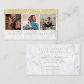 マーブ結婚ル写真シック金ゴールドタイポグラフィ 名刺 (正面/裏面)