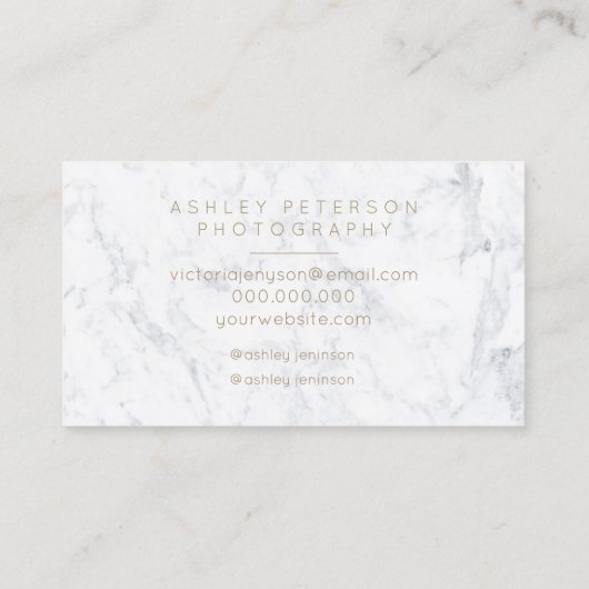 マーブ結婚ル写真シック金ゴールドタイポグラフィ 名刺 (裏面)