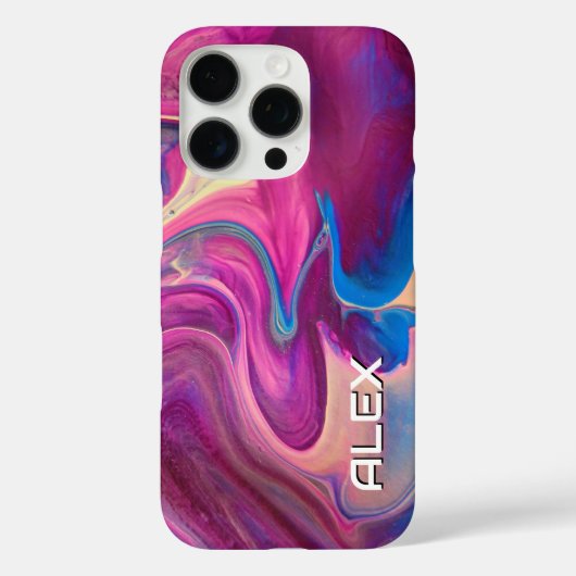 マーブ絵を描リング効果 – ピンク、ブルー、クリームの渦巻き旋回 Case-Mate iPhoneケース (裏面)