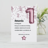 マーブ風船 1歳の誕生日招待状 招待状 (スタンド正面)