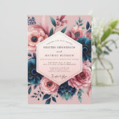 マーブ インディゴ ムーディー ブルーム ウェディング 招待状 (スタンド正面)