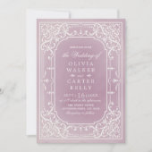 マーブ エレガント オーナメント ロマンチック ヴィンテージ ウェディング 招待状 (正面)