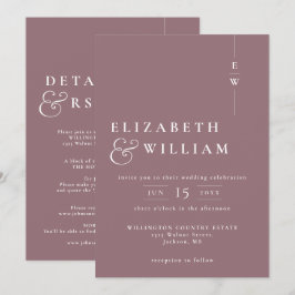 マーブ オールインワン モダン モノグラム ウェディング 招待状