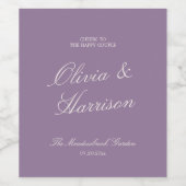 マーブ ガーデン カリグラフィー ウェディング ワイン ラベル (シングルラベル)