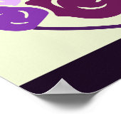 マーブ グレープ パープル ブーケ & 蝶々 スクエア ポスター (角)