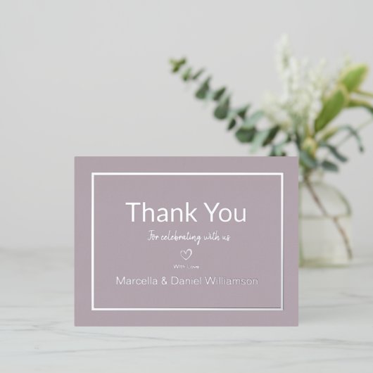 マーブ シンプル ウェディング サンクス 箔招待状ポストカード (立ち正面)