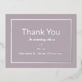 マーブ シンプル ウェディング サンクス 箔招待状ポストカード (正面)