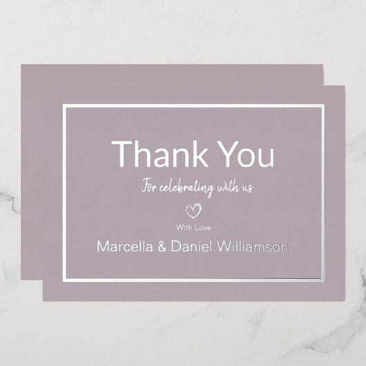 マーブ シンプル ミニマル ウェディング サンクスカード 箔招待状 (正面/裏面)