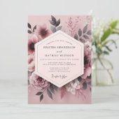 マーブ スモーキー ブルーム ウェディング 招待状 (スタンド正面)