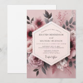 マーブ スモーキー ブルーム ウェディング 招待状 (正面/裏面)