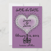 マーブ パープル ウェディング セーブ・ザ・デート カード (正面)