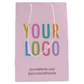 マーブ パープル 紙 ギフト バッグ カスタム ビジネス ロゴ ミディアムペーパーバッグ (正面)