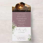 マーブ フローラル グリーンの結婚式の写真 オールインワン招待状 (内側)
