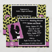 マーブ ホワイト グリーン モノグラム レオパード 招待状 (正面/裏面)