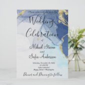 マーベラスティール(緑がかった色)ミントセージコバルトブルーマーブル 招待状 (スタンド正面)