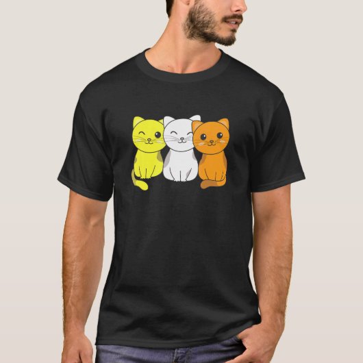 マーベリケ国旗の杭プライドLgbtq猫かわいいMaveriqu Tシャツ (正面)