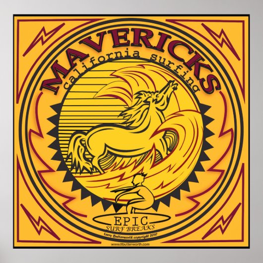 マーベリックスカリフォルニアサーフブレイクサーフィン ポスター (正面)